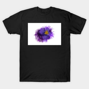 Purple pansy with paint splatter effect T-Shirt